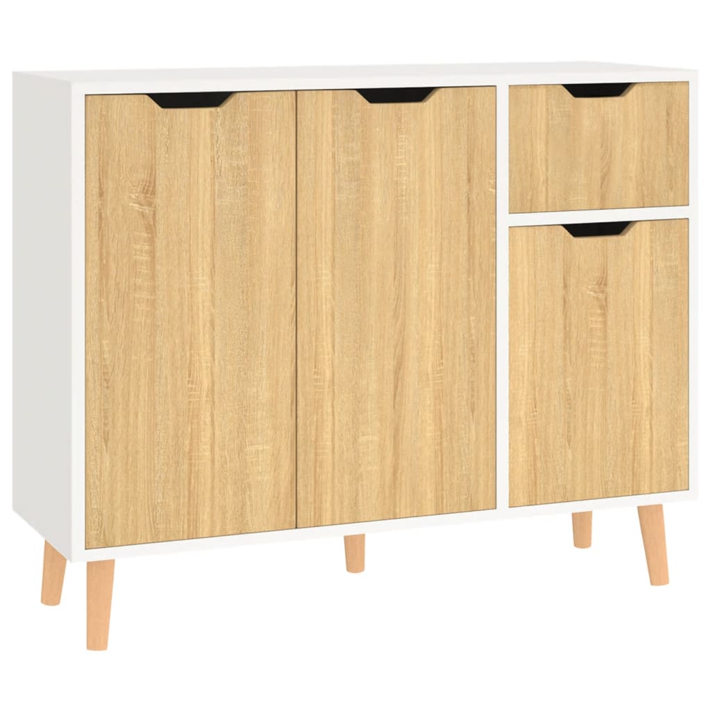 Sideboard Weiß und Sonoma-Eiche 90x30x72 cm Holzwerkstoff