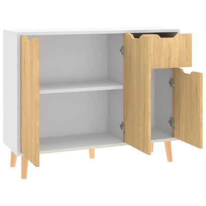 Sideboard Weiß und Sonoma-Eiche 90x30x72 cm Holzwerkstoff