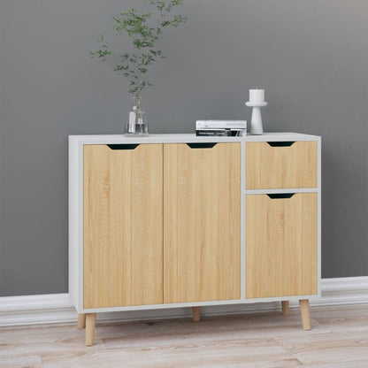 Sideboard Weiß und Sonoma-Eiche 90x30x72 cm Holzwerkstoff