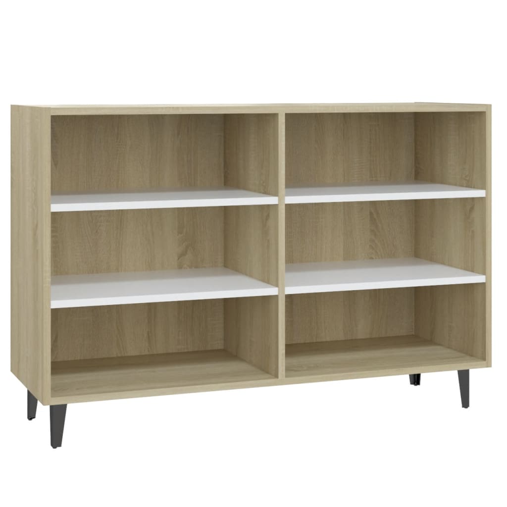 Sideboard Weiß und Sonoma-Eiche 103,5x35x70 cm Holzwerkstoff