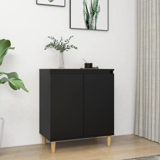 Sideboard mit Massivholz-Beinen Schwarz 60x35x70 cm