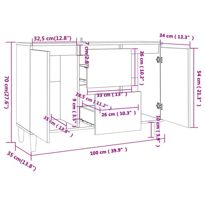 Sideboard Schwarz 101x35x70 cm Holzwerkstoff