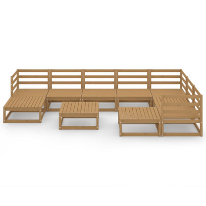 10-tlg. Garten-Lounge-Set Honigbraun Massivholz Kiefer