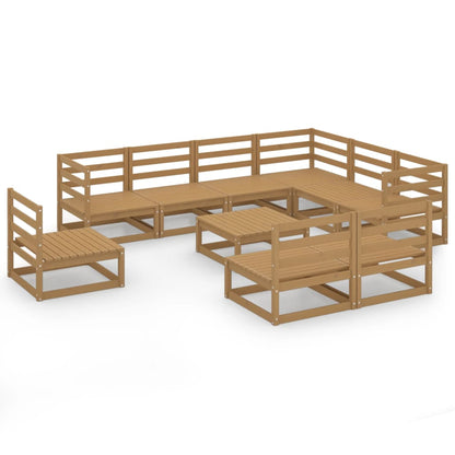 10-tlg. Garten-Lounge-Set Honigbraun Massivholz Kiefer