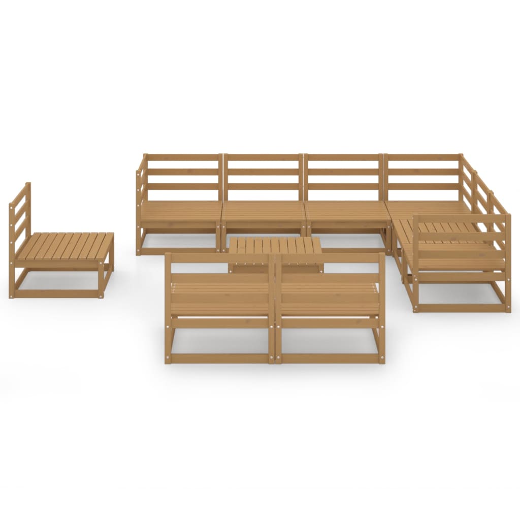 10-tlg. Garten-Lounge-Set Honigbraun Massivholz Kiefer