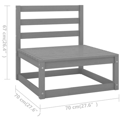 10-tlg. Garten-Lounge-Set Grau Kiefer Massivholz