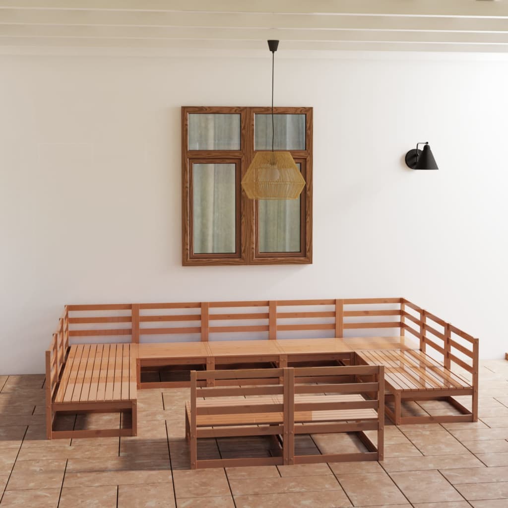 11-tlg. Garten-Lounge-Set Massivholz Kiefer