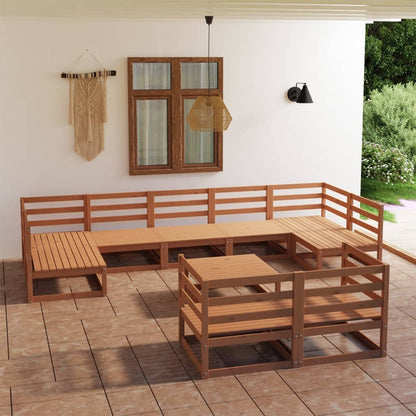 10-tlg. Garten-Lounge-Set Massivholz Kiefer