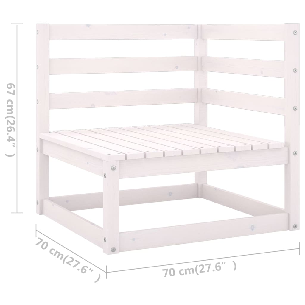 11-tlg. Garten-Lounge-Set mit Kissen Weiß Kiefer Massivholz