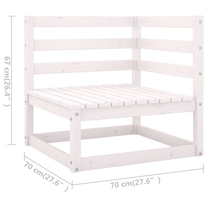 11-tlg. Garten-Lounge-Set mit Kissen Weiß Kiefer Massivholz