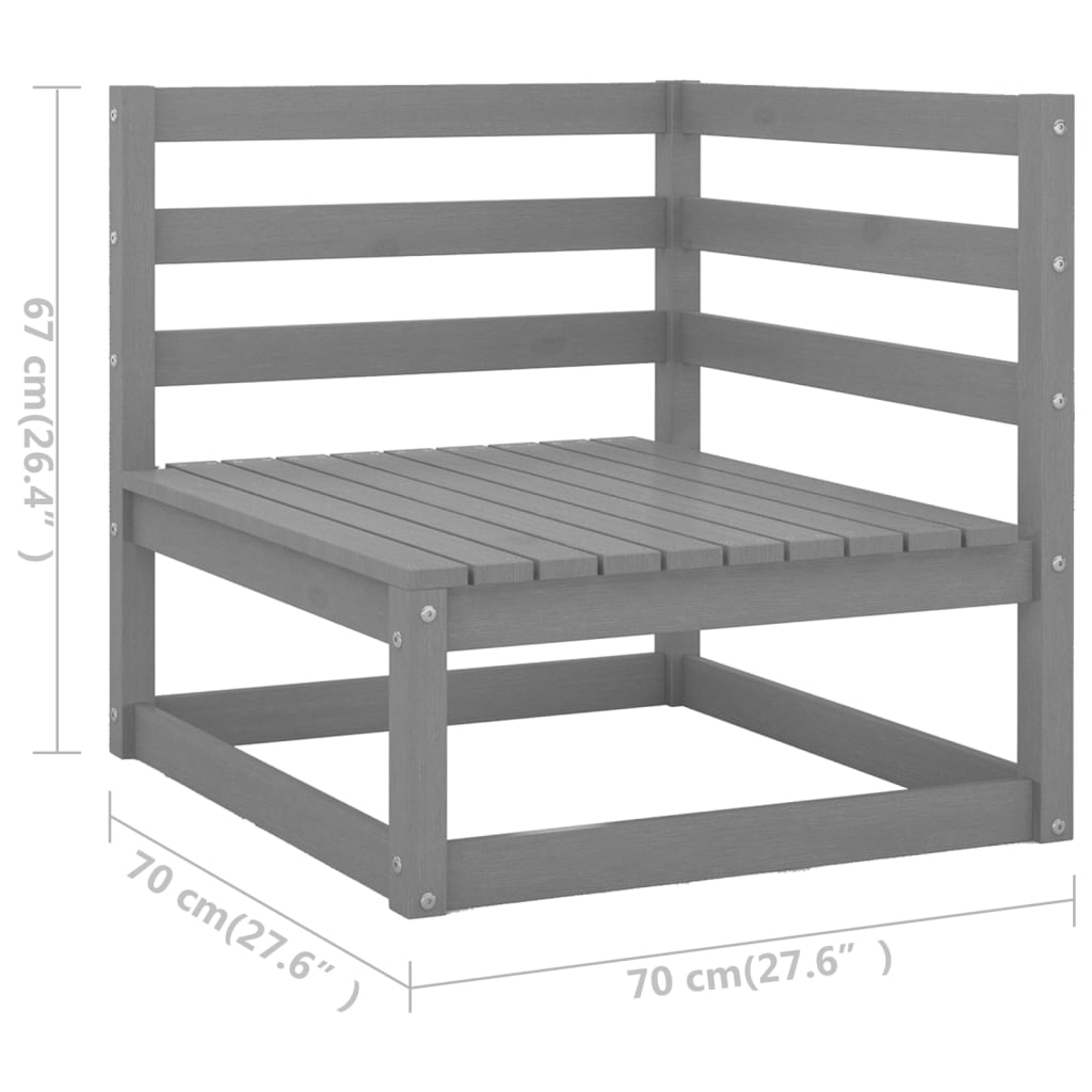 10-tlg. Garten-Lounge-Set mit Kissen Grau Massivholz Kiefer