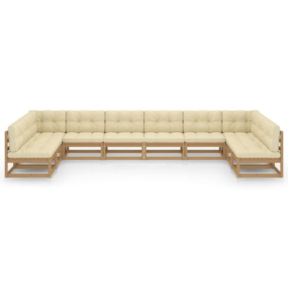 10-tlg. Garten-Lounge-Set mit Kissen Honigbraun Massivholz