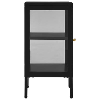 Sideboard Schwarz 38x35x70 cm Stahl und Glas