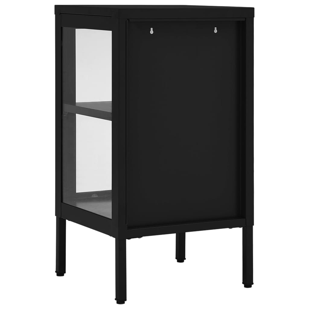 Sideboard Schwarz 38x35x70 cm Stahl und Glas