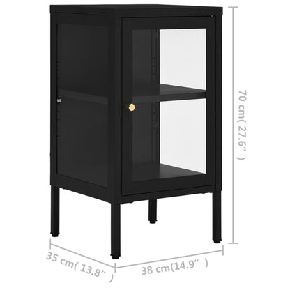 Sideboard Schwarz 38x35x70 cm Stahl und Glas