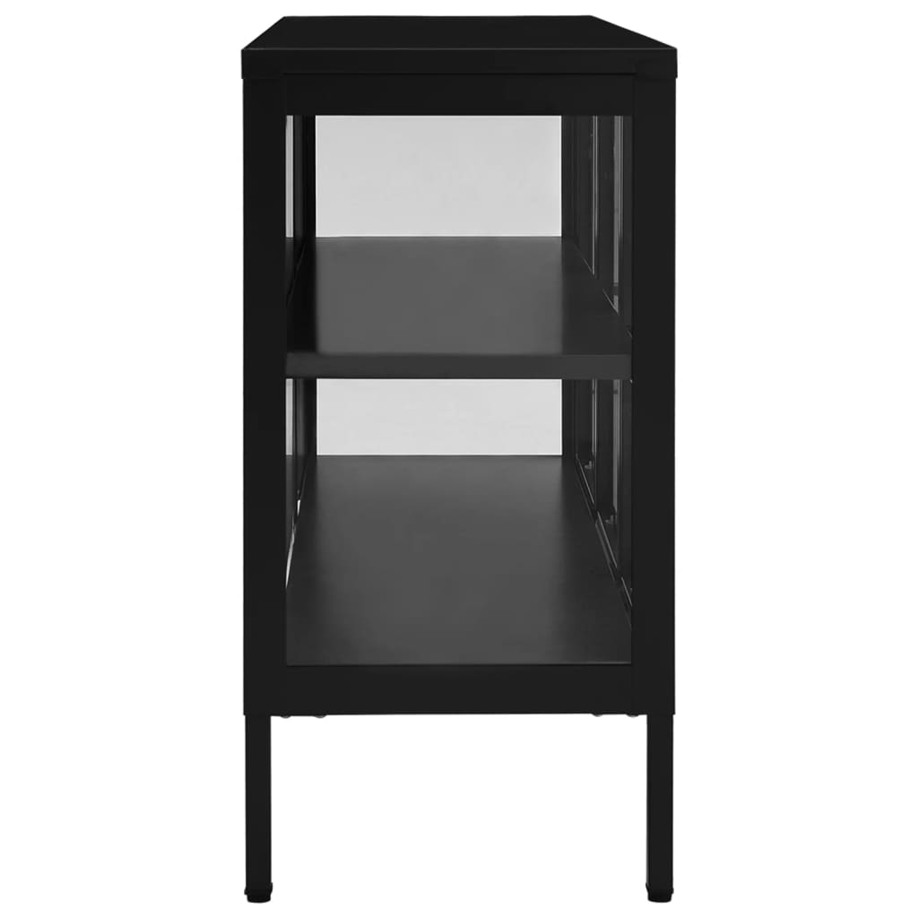 Sideboard Schwarz 70x35x70 cm Stahl und Glas