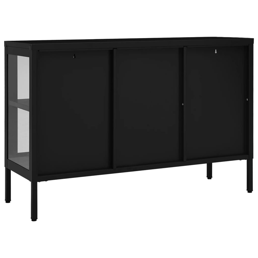 Sideboard Schwarz 70x35x70 cm Stahl und Glas