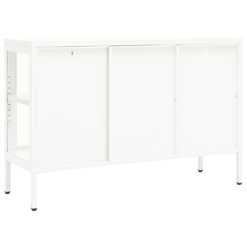 Sideboard Weiß 105x35x70 cm Stahl und Glas