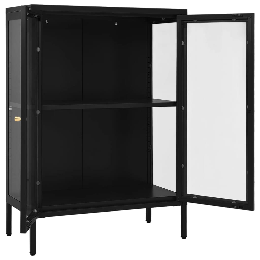 Sideboard Schwarz 75x35x105 cm Stahl und Glas