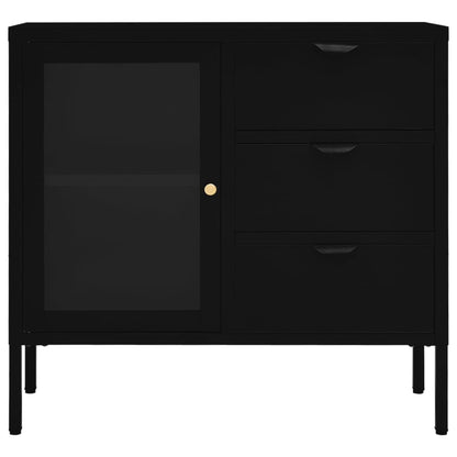 Sideboard Schwarz 75x35x70 cm Stahl und Hartglas