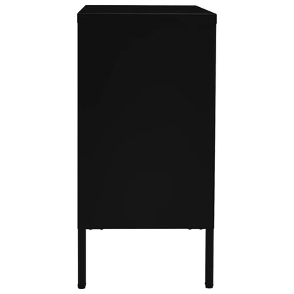 Sideboard Schwarz 75x35x70 cm Stahl und Hartglas