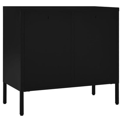 Sideboard Schwarz 75x35x70 cm Stahl und Hartglas