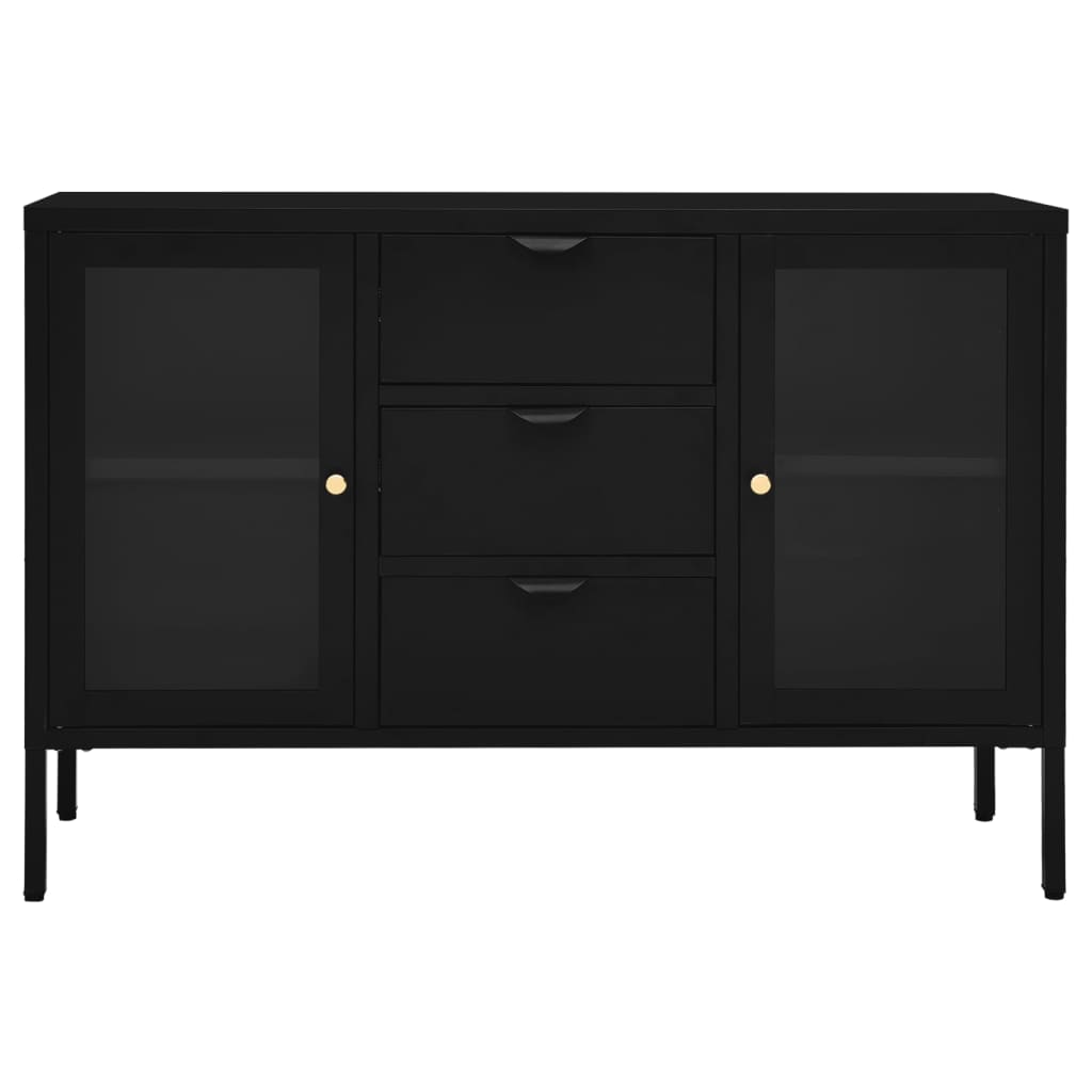 Sideboard Schwarz 105x35x70 cm Stahl und Hartglas