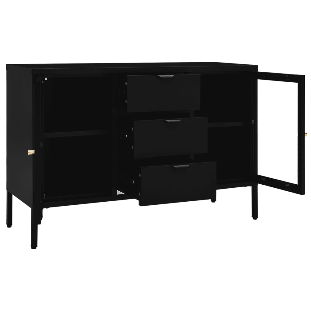 Sideboard Schwarz 105x35x70 cm Stahl und Hartglas