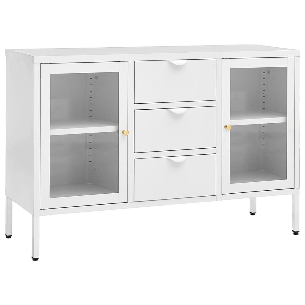 Sideboard Weiß 105x35x70 cm Stahl und Hartglas