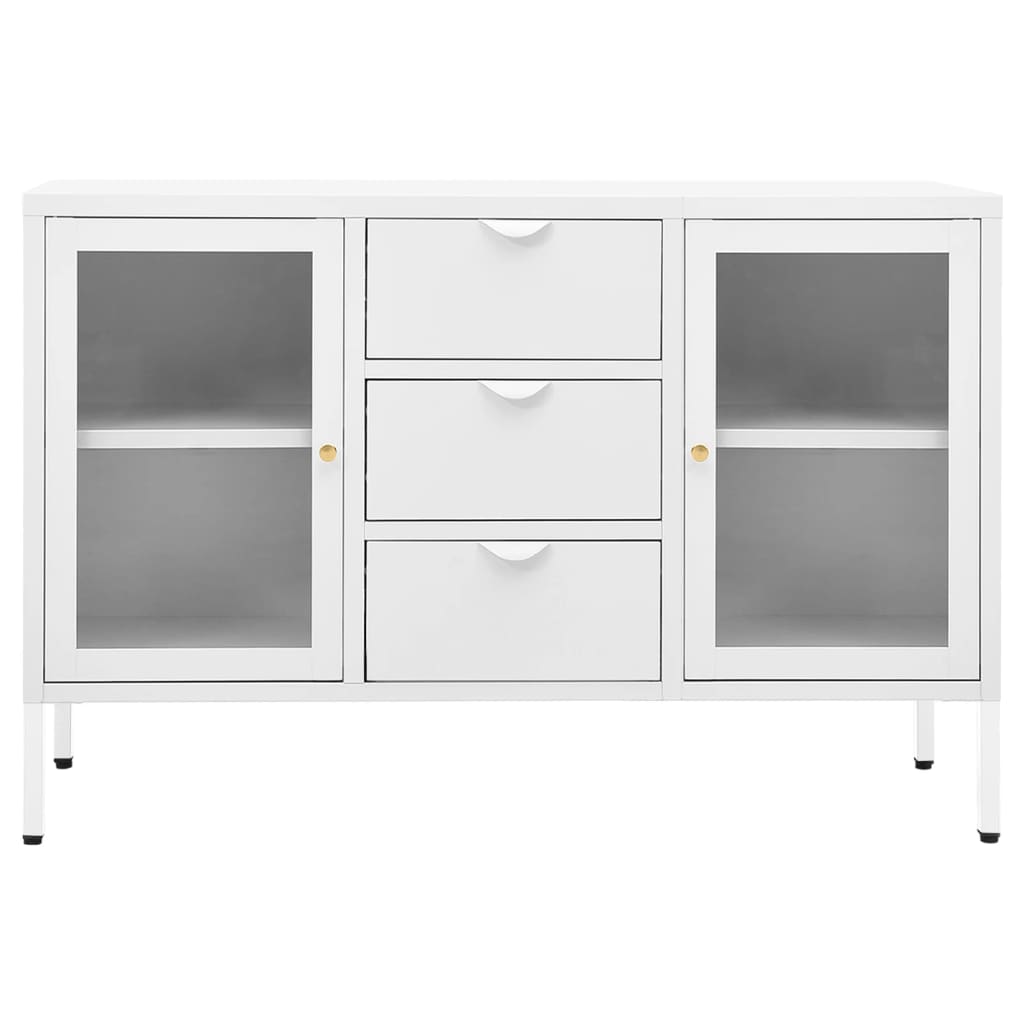 Sideboard Weiß 105x35x70 cm Stahl und Hartglas