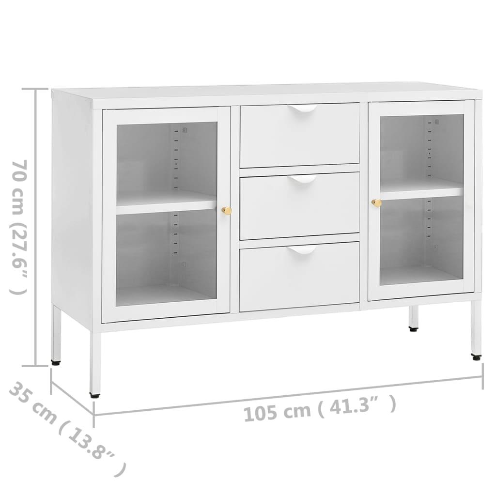 Sideboard Weiß 105x35x70 cm Stahl und Hartglas