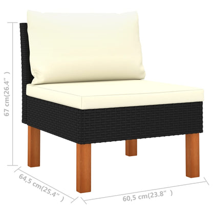 10-tlg. Garten-Lounge-Set Poly Rattan Eukalyptusholz Schwarz