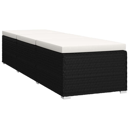 Sonnenliege mit Auflage und Teetisch Poly Rattan Schwarz