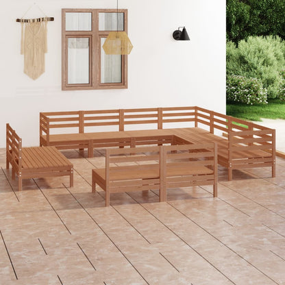 11-tlg. Garten-Lounge-Set Massivholz Kiefer Honigbraun