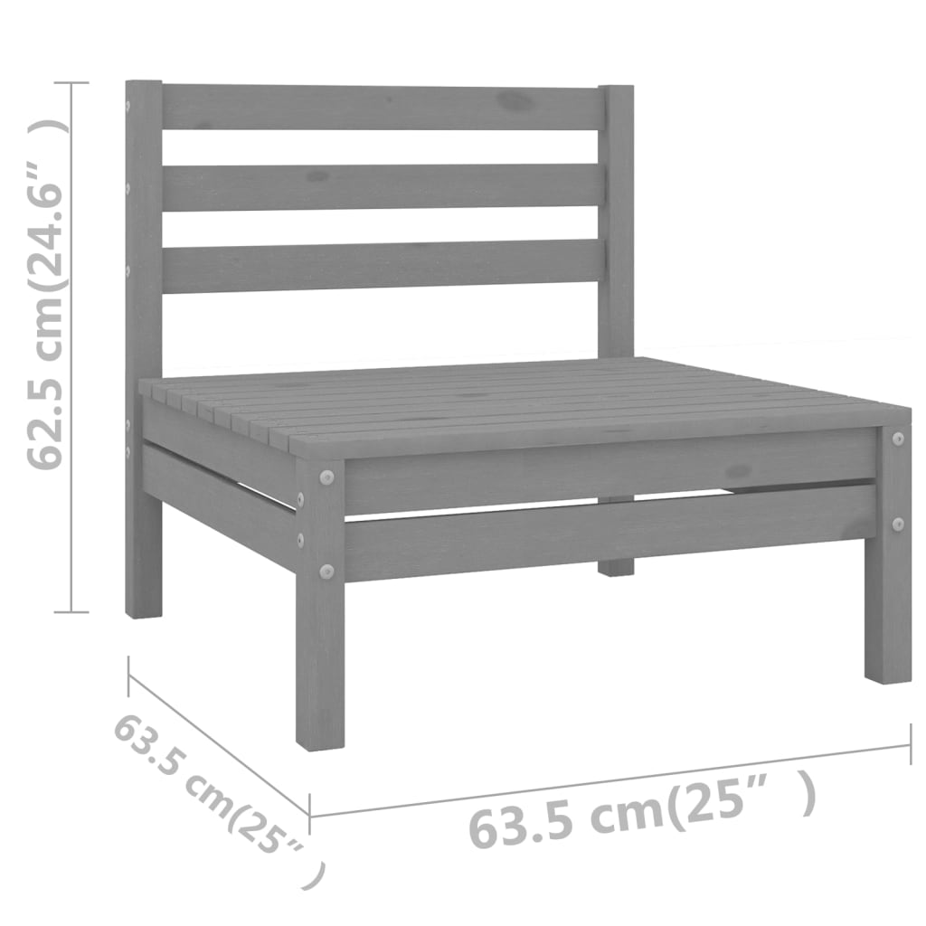 11-tlg. Garten-Lounge-Set Massivholz Kiefer Grau