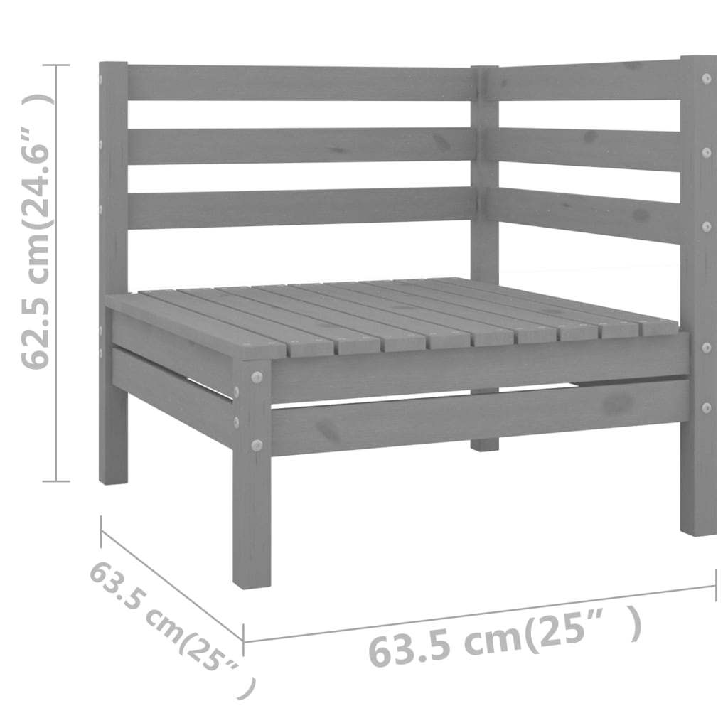 11-tlg. Garten-Lounge-Set Massivholz Kiefer Grau