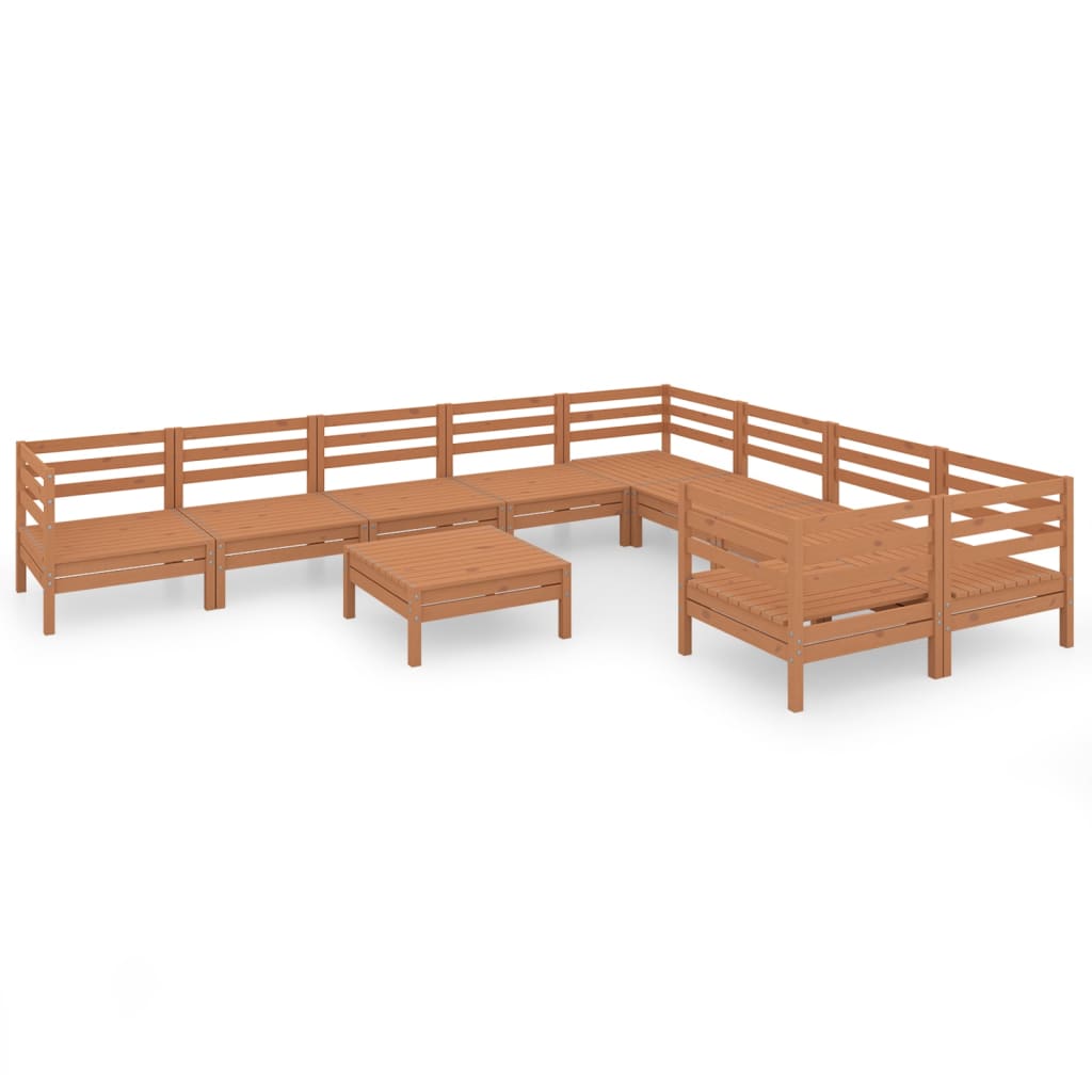 10-tlg. Garten-Lounge-Set Honigbraun Massivholz Kiefer