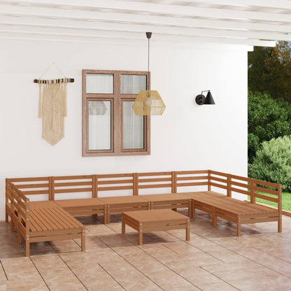 10-tlg. Garten-Lounge-Set Honigbraun Massivholz Kiefer