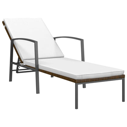 Sonnenliegen 2 Stk. mit Tisch Poly Rattan Braun