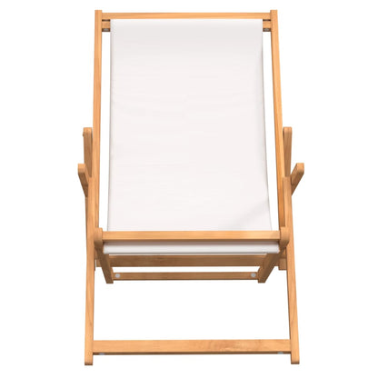 Strandstuhl Klappbar Massivholz Teak Creme