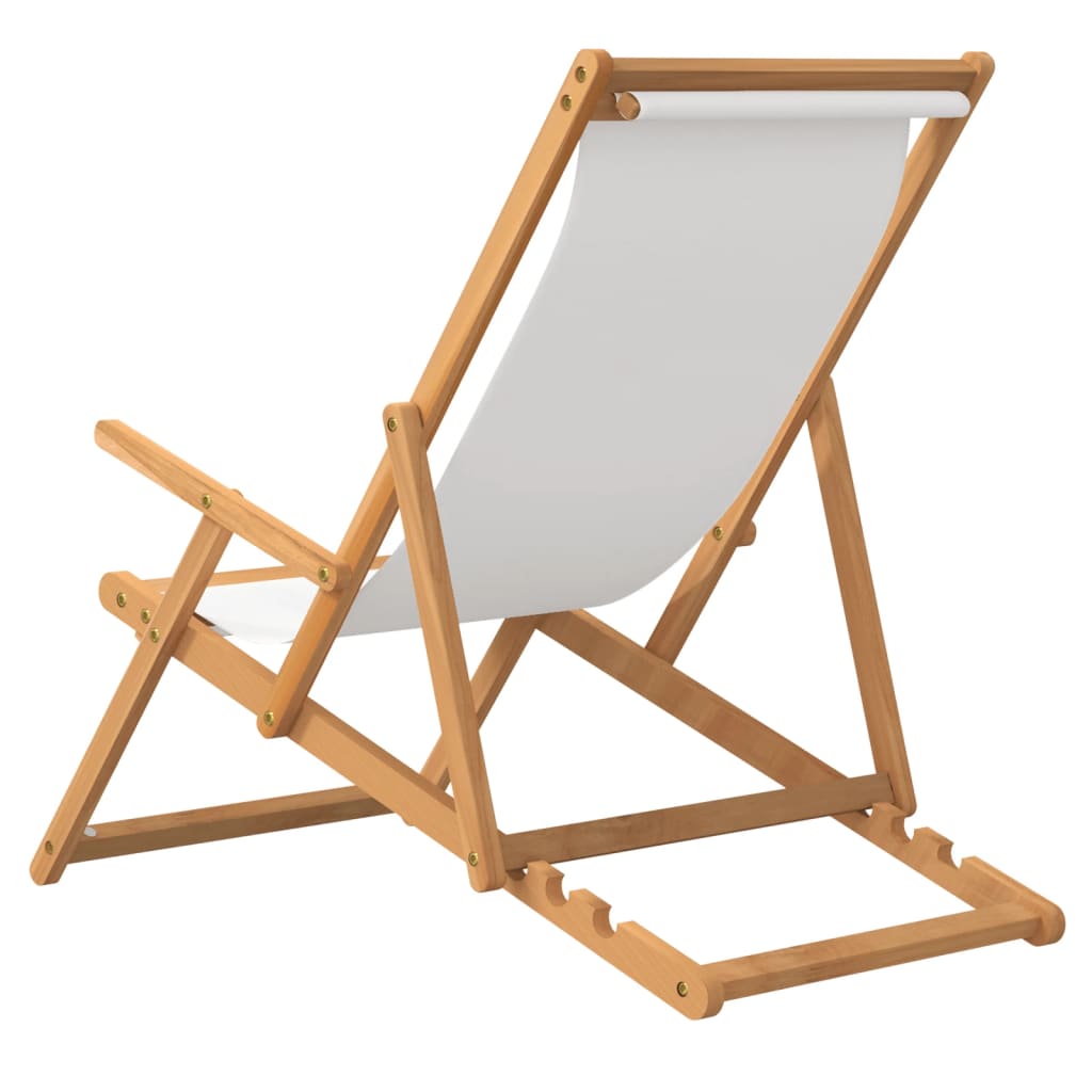 Strandstuhl Klappbar Massivholz Teak Creme