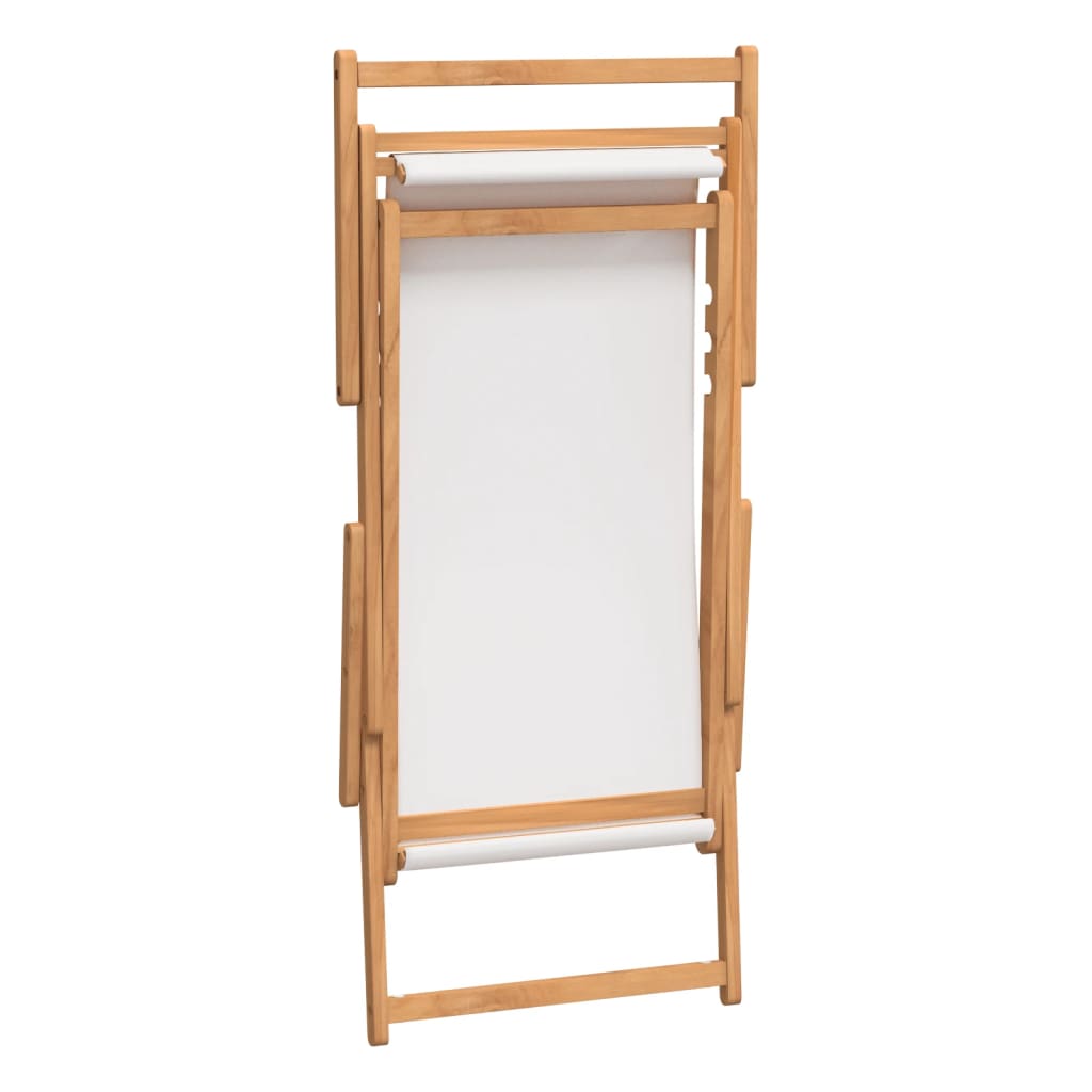 Strandstuhl Klappbar Massivholz Teak Creme