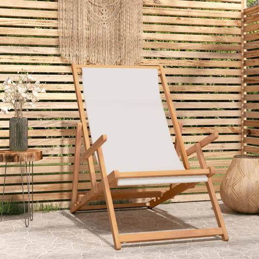 Strandstuhl Klappbar Massivholz Teak Creme