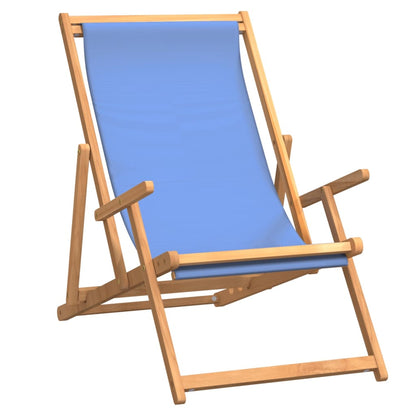 Strandstuhl Klappbar Massivholz Teak Blau