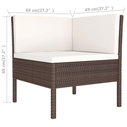 11-tlg. Garten-Lounge-Set mit Auflagen Poly Rattan Braun