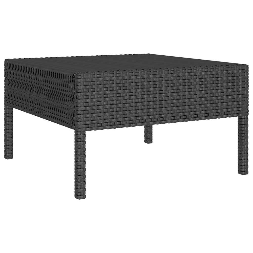 11-tlg. Garten-Lounge-Set mit Auflagen Poly Rattan Schwarz