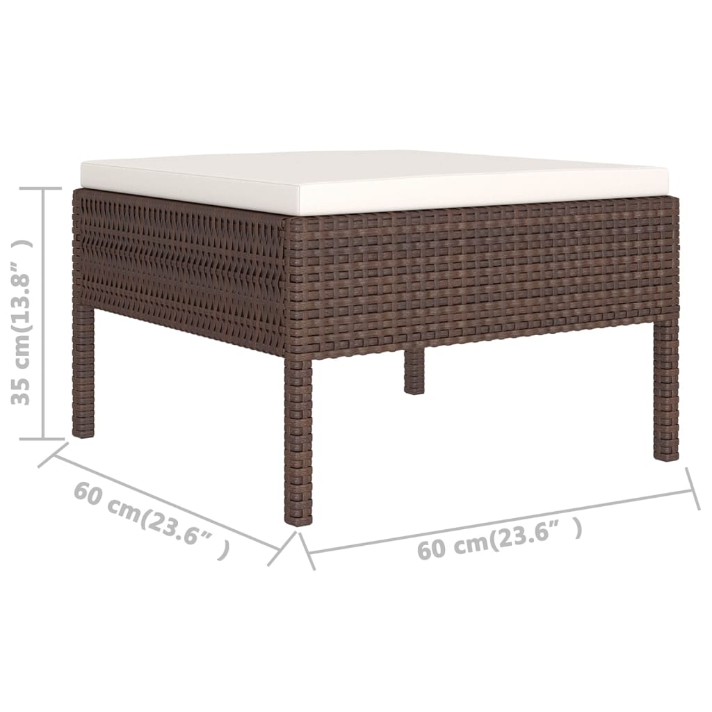 11-tlg. Garten-Lounge-Set mit Auflagen Poly Rattan Braun