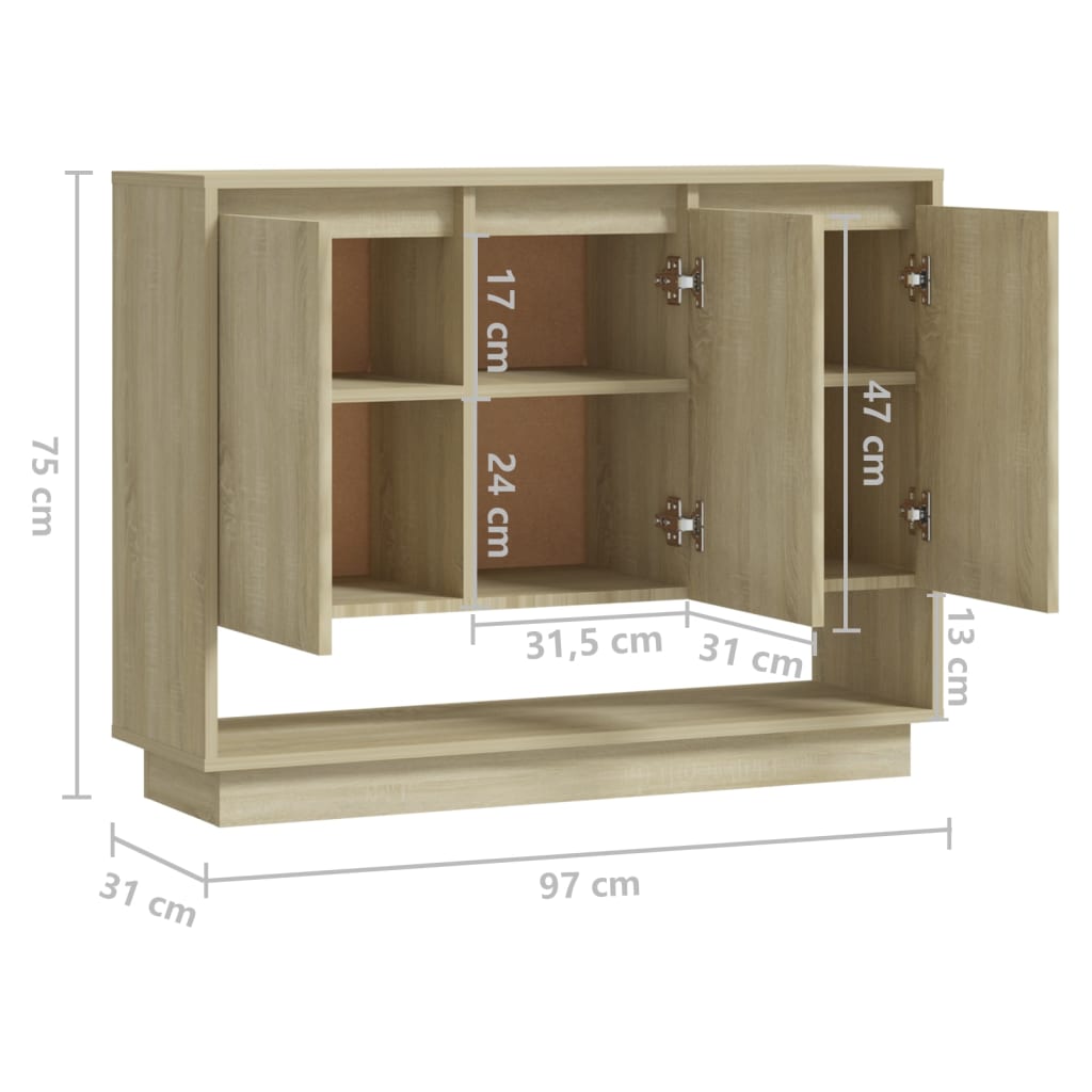 Sideboard Sonoma-Eiche 97x31x75 cm Holzwerkstoff