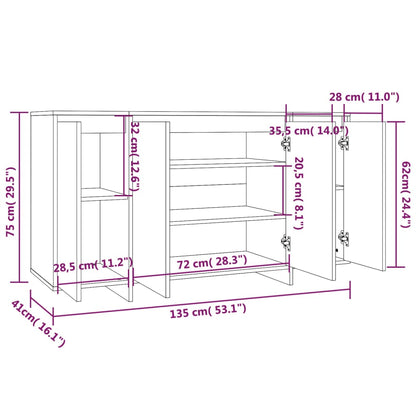 Sideboard Schwarz 135x41x75 cm Holzwerkstoff