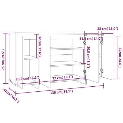 Sideboard Sonoma-Eiche 135x41x75 cm Holzwerkstoff